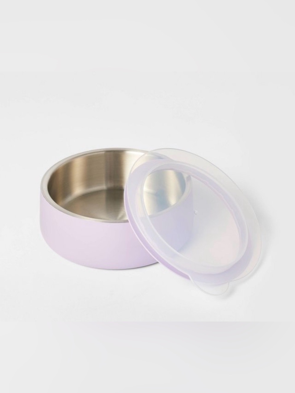 Boots & Barkley Lavender Stainless Steel Storage Bowl with Clear Lid cat or dog